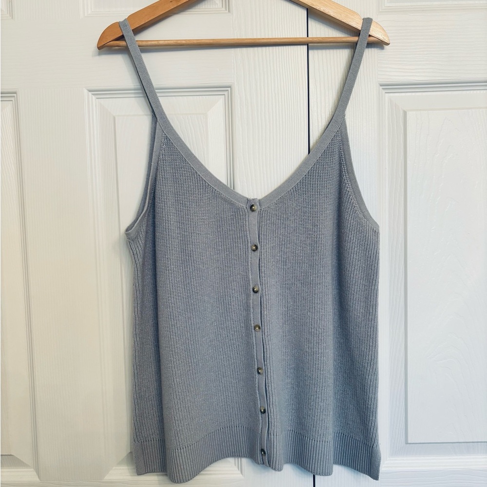 Abercrombie & Fitch French Blue Button-Down Knit Tank Top